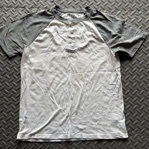 Men's Gray and White Henley Shirt